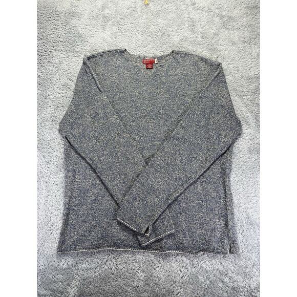 Vintage Guess Sweater Oversized Unisex Blue Purple White Linen Blend Large - Picture 1 of 7